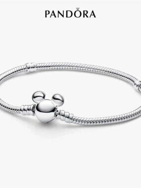 Pandora Disney Mickey Mouse Clasp Moments Snake Chain Bracelet